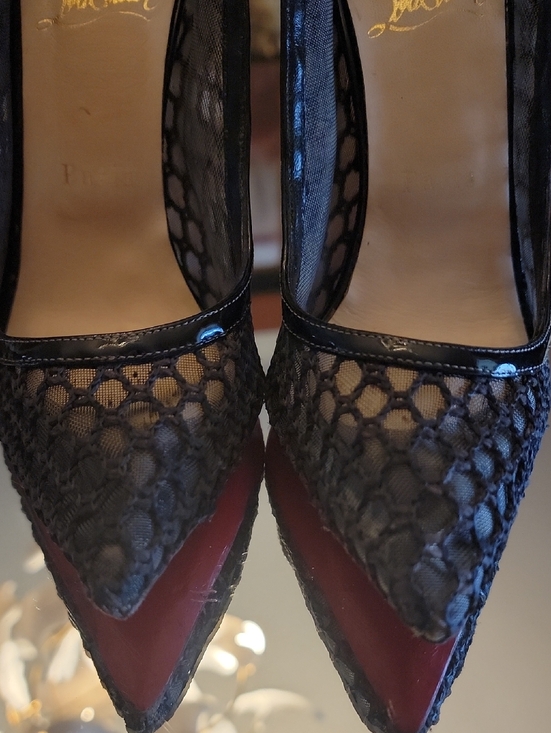 Christian Louboutin Guni Pump Black Patent Leather,Net With White Spikes 100 main image 5